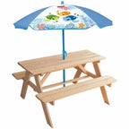 Piknikový stůl Fun House hnědý slunečník (125 x ø 100 cm)