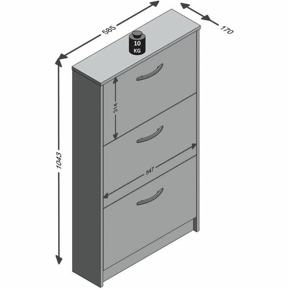 Botník FMD bílý 58,5 x 104,5 x 17 cm – obrázek 2