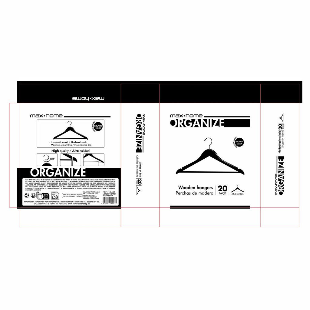 Sada ramínek Max Home hnědá, dřevo, ocel 44,5 x 23 x 1 cm 20 kusů (4 kusy) – obrázek 8