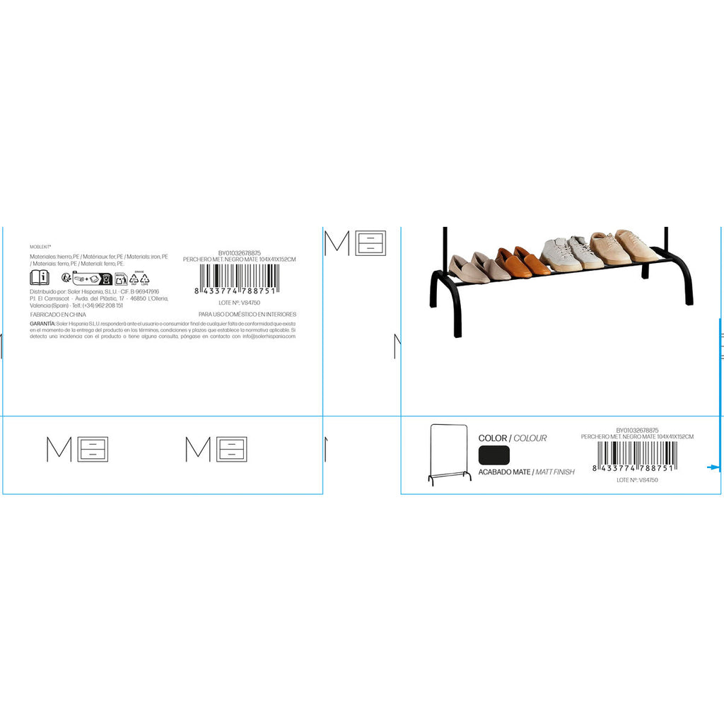 Šatní skříň MobleKit černá 18 mm 104 x 41 x 152 cm (6 kusů) – obrázek 5