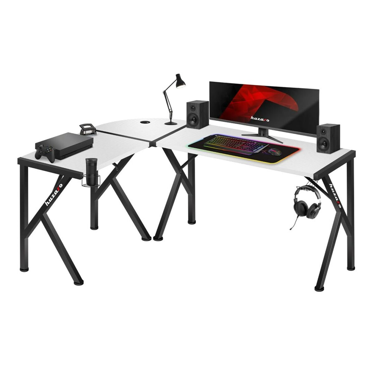 Stůl Huzaro Hero 6.3 bílý černý ocel uhlíkové vlákno 154 x 74 x 117 cm – obrázek 2