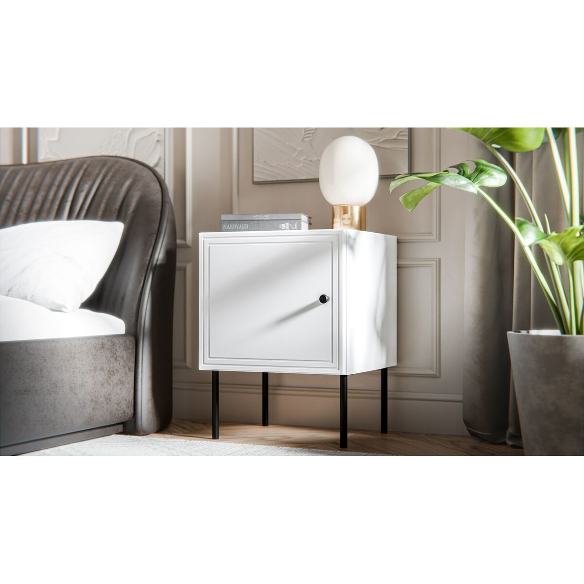 Noční stolek Cama Meble PALAZZO 400030 bílo černý – obrázek 3