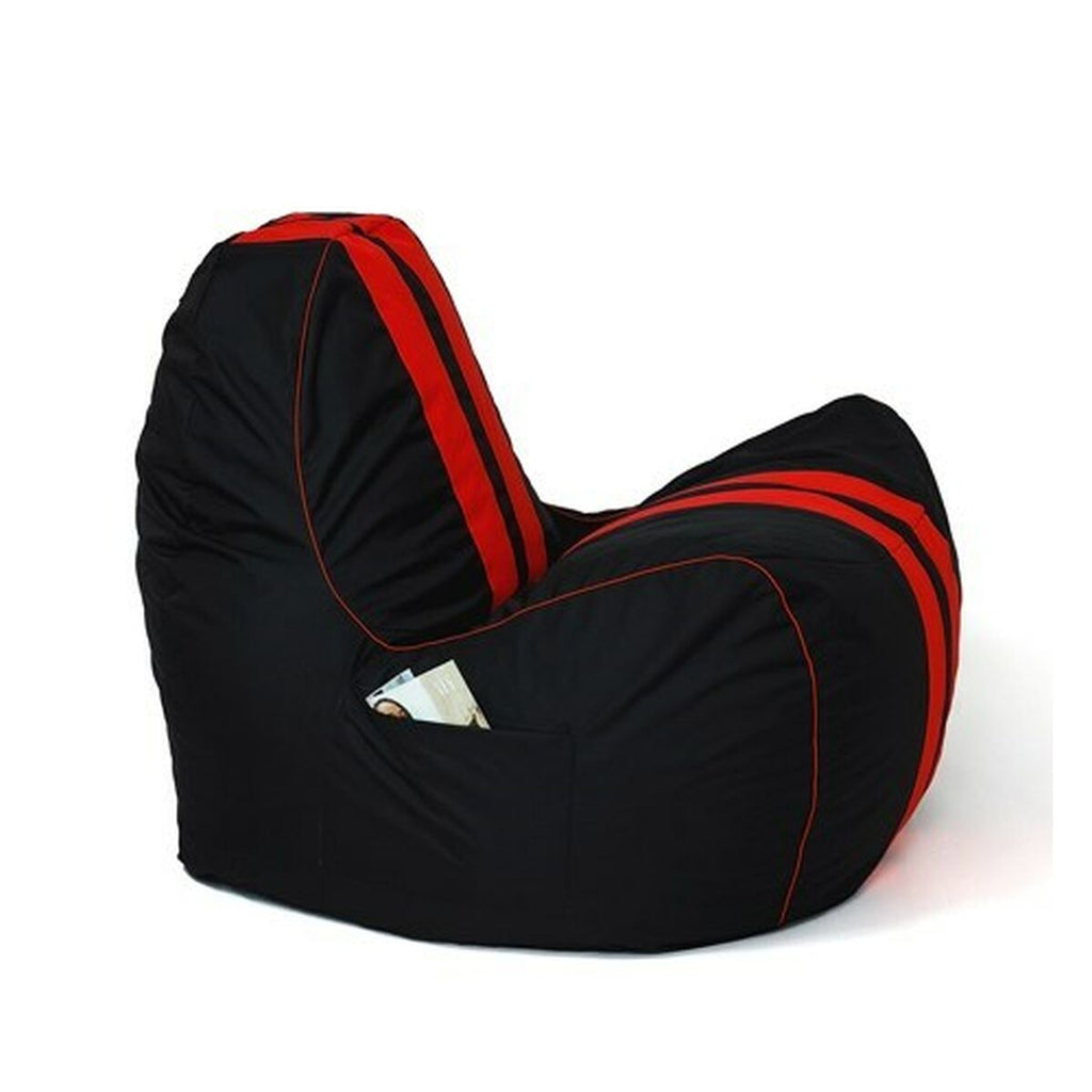 Puf GO GIFT černý červený Oxford tkanina ripstop ekologická kůže 140 x 100 x 100 cm 140 x 100 cm