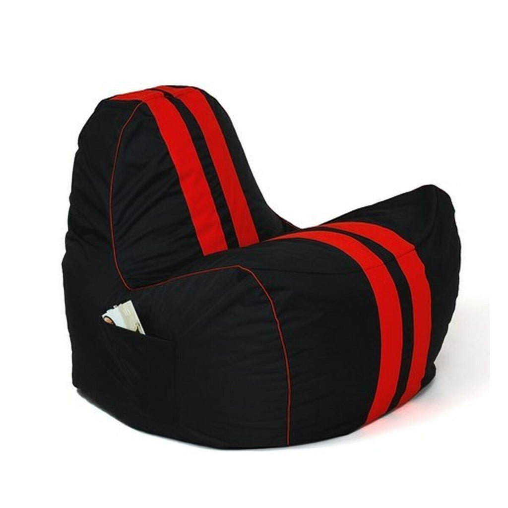 Puf GO GIFT černý červený Oxford tkanina ripstop ekologická kůže 140 x 100 x 100 cm 140 x 100 cm – obrázek 2