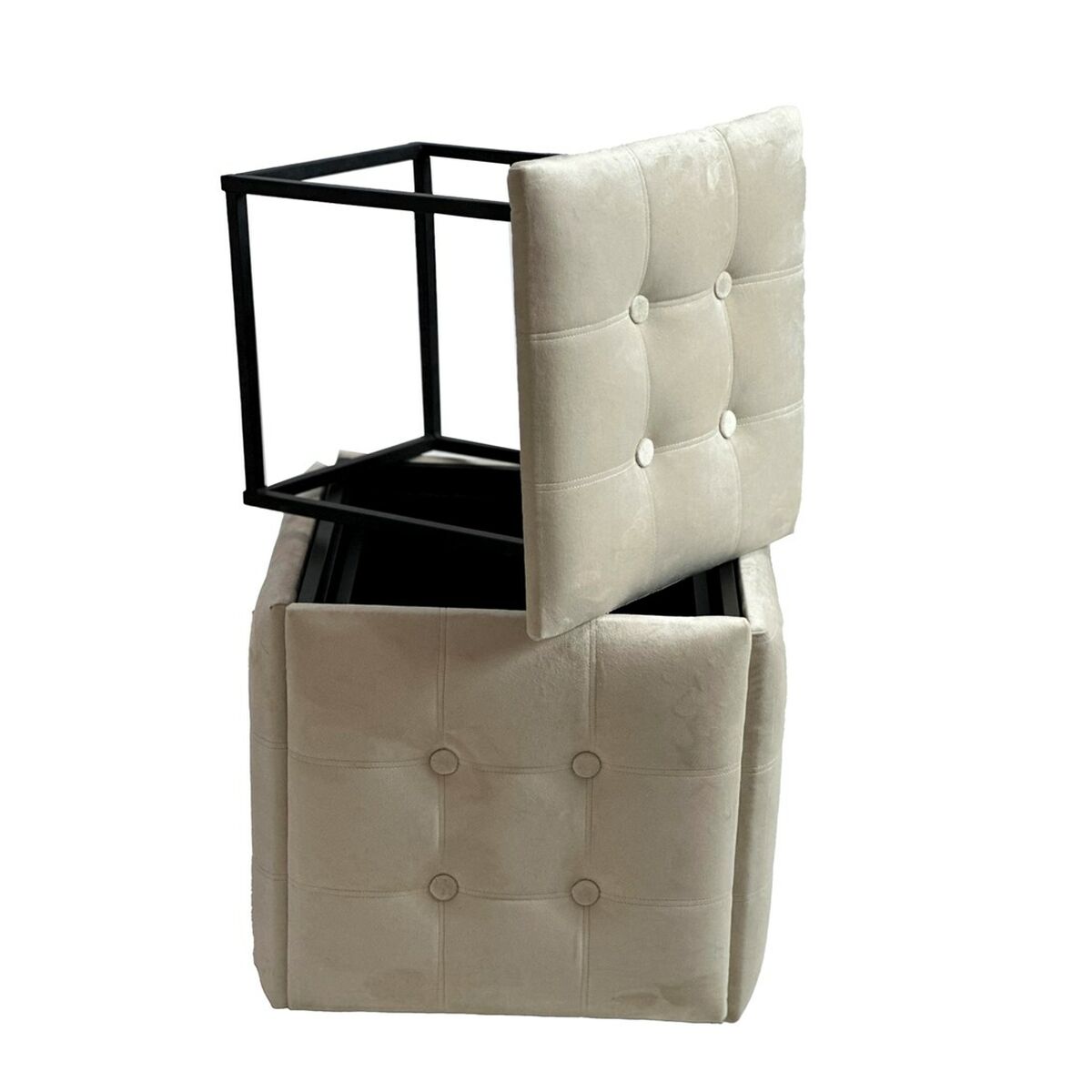 Sada židlí GO GIFT Transformer krémová sametová ocel 50 x 50 x 50 cm Puf 5 v 1 5 kusů
