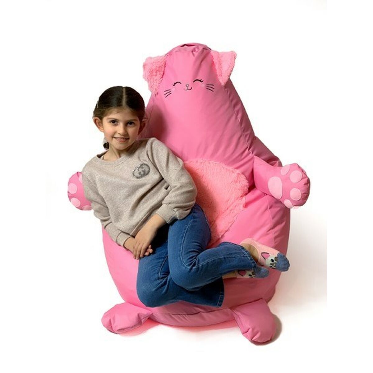 Puf GO GIFT růžová Oxford Kočka 105 x 80 cm – obrázek 3