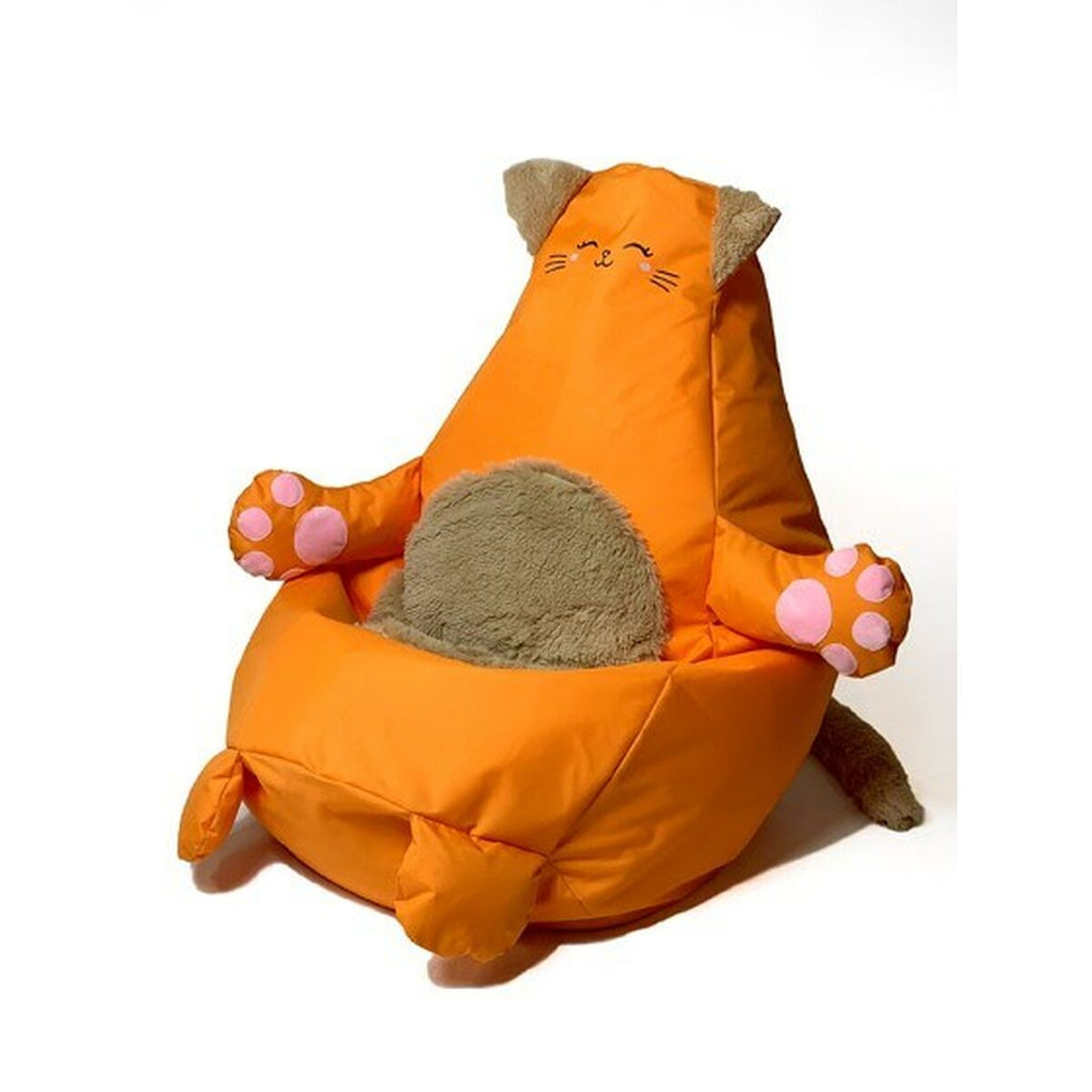 Puf GO GIFT oranžový Oxford Kočka 105 x 80 cm