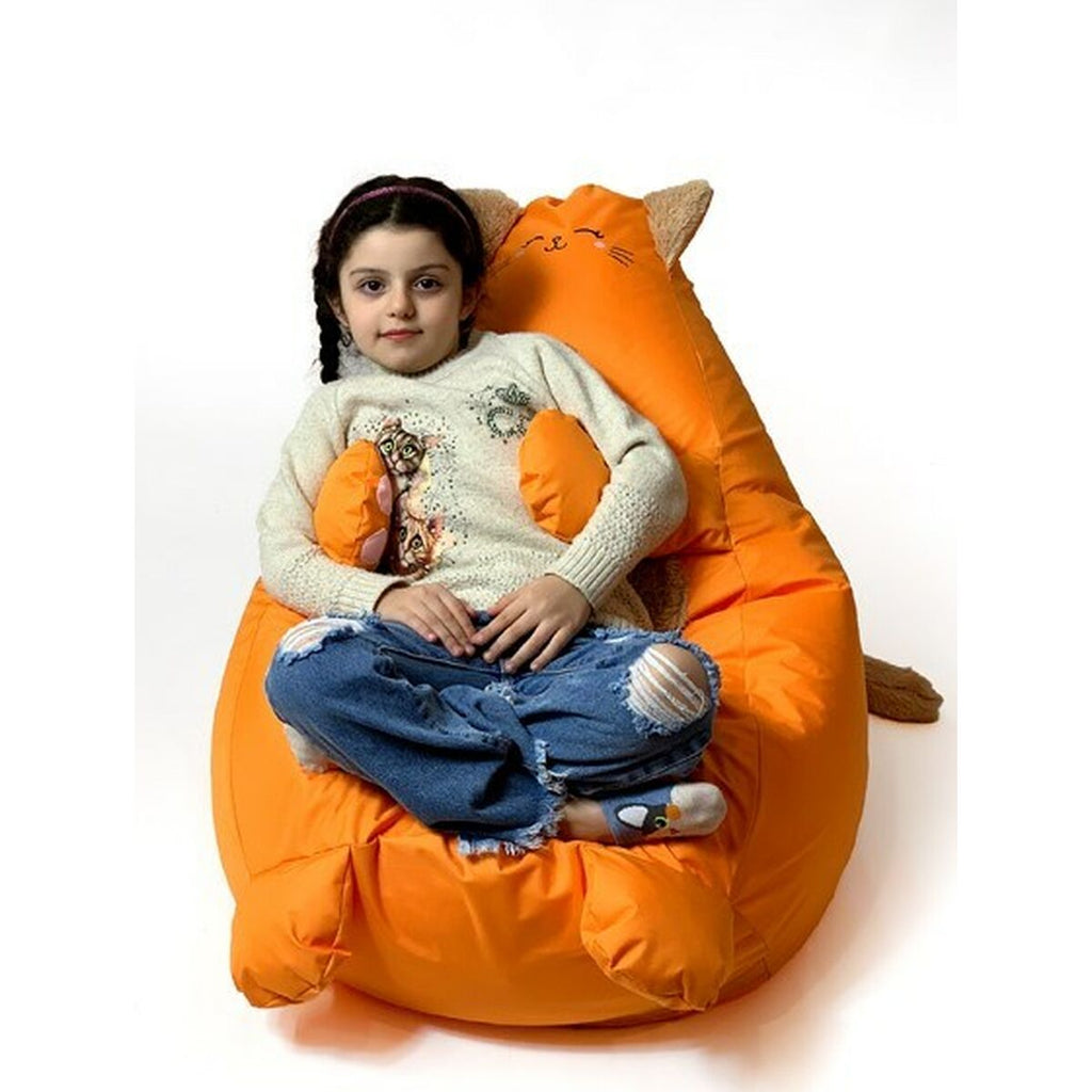 Puf GO GIFT oranžový Oxford Kočka 105 x 80 cm – obrázek 5