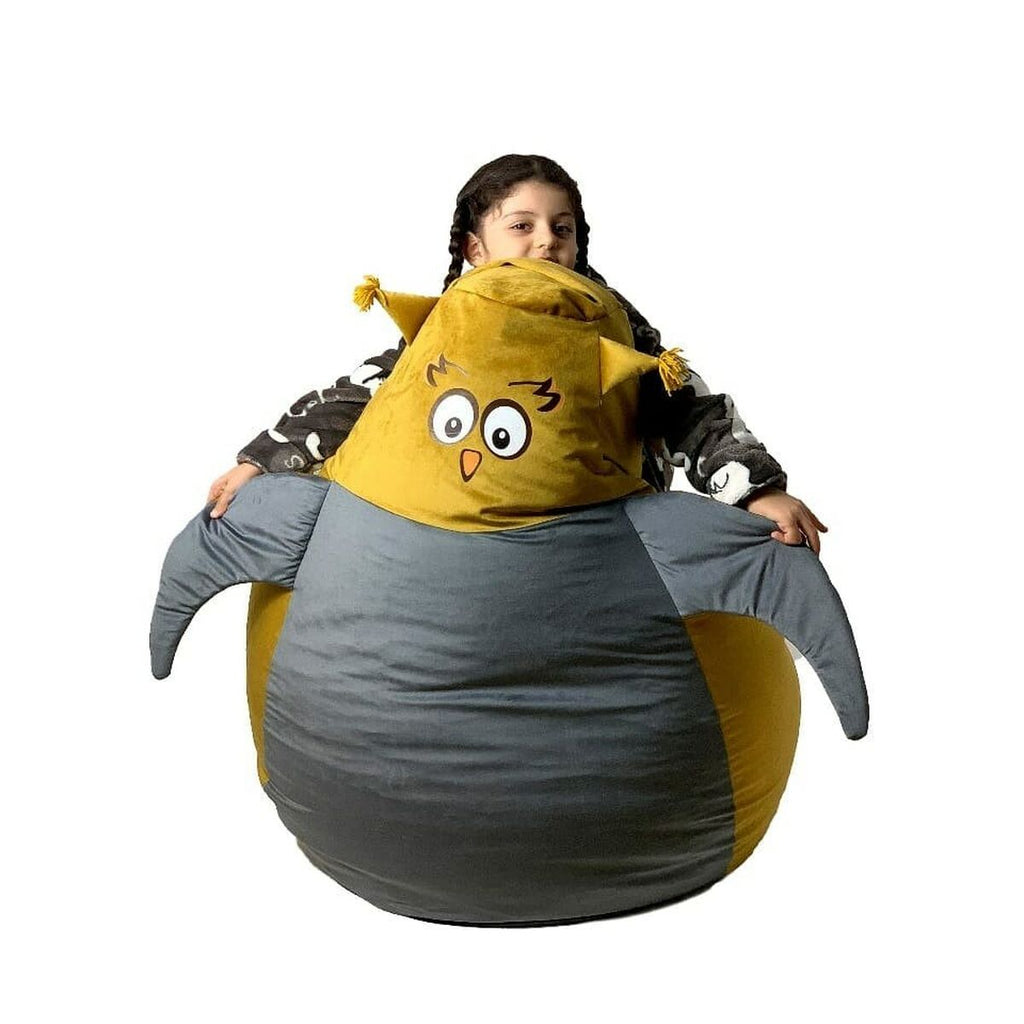 Puf GO GIFT zlatý šedý Oxford 105 x 80 cm – obrázek 5