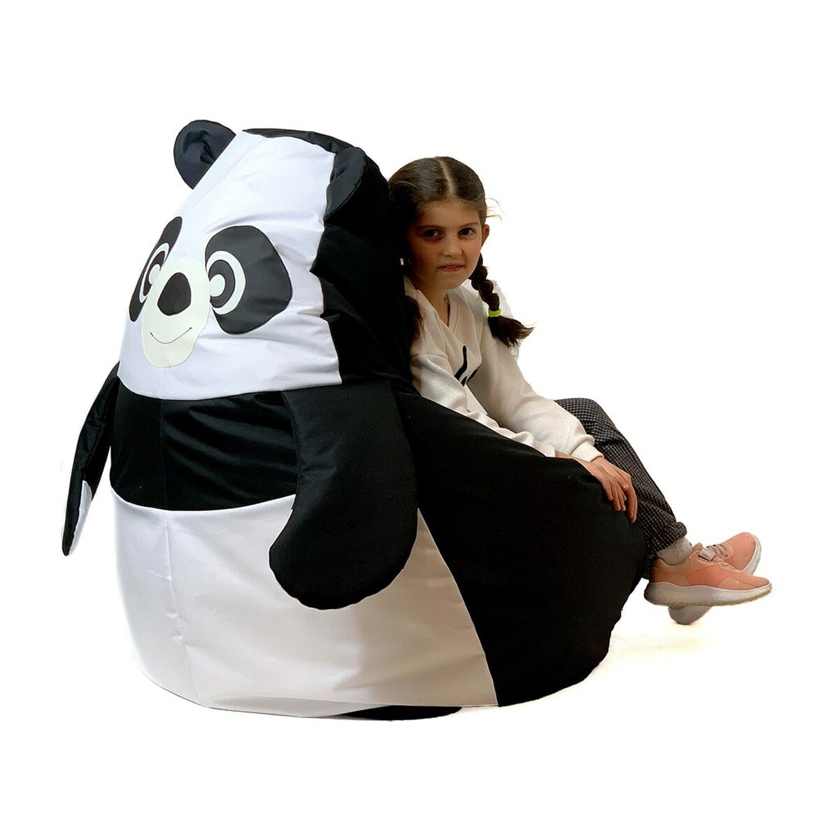 Puf GO GIFT bílý černý Oxford 105 x 80 cm – obrázek 4