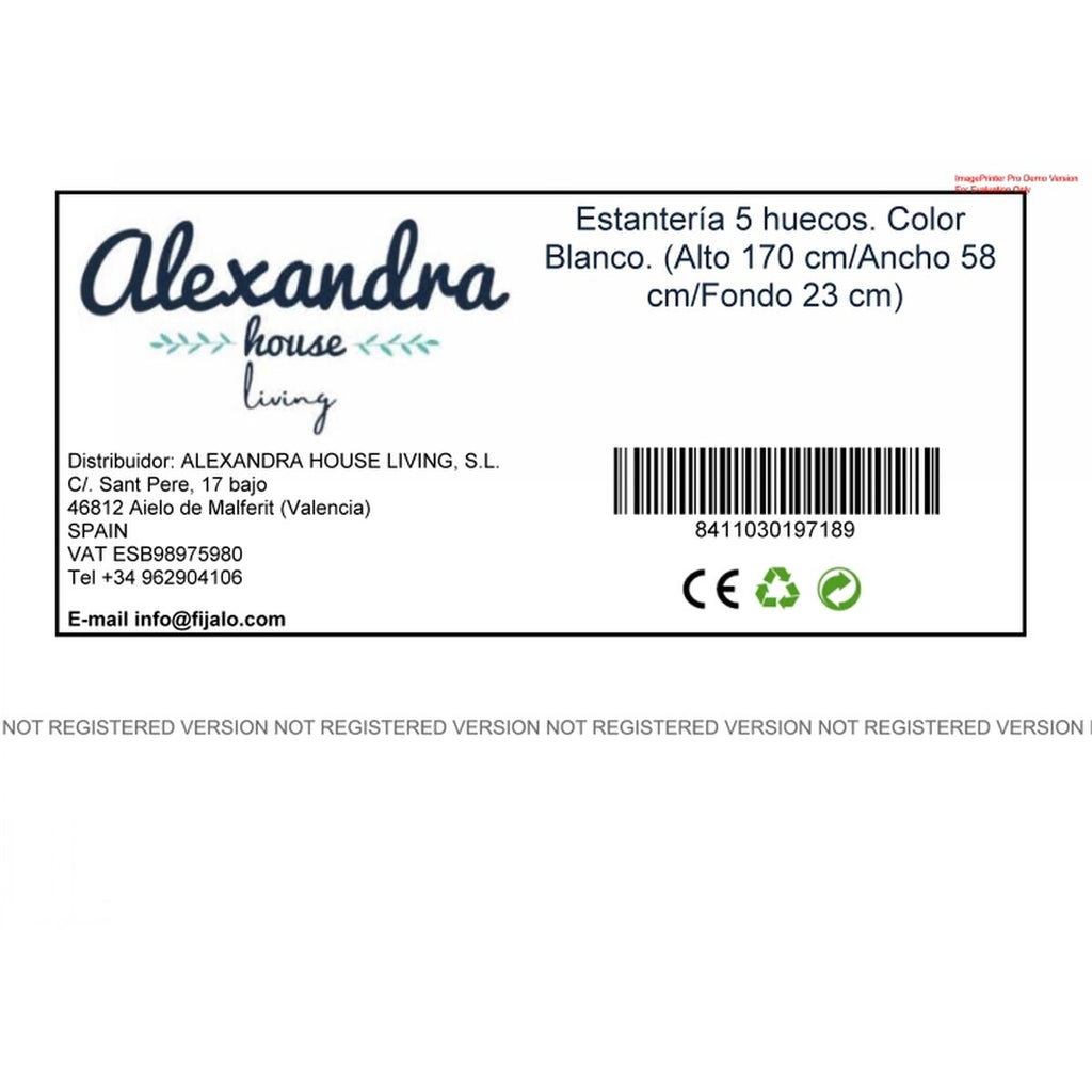 Knihovna Alexandra House Living bílé dřevo MDP 170 x 58 x 23 cm 5 polic – obrázek 2