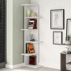 Rohové police Alexandra House Living bílá dřevo MDP 37 x 141 x 24 cm 4 police – obrázek 2