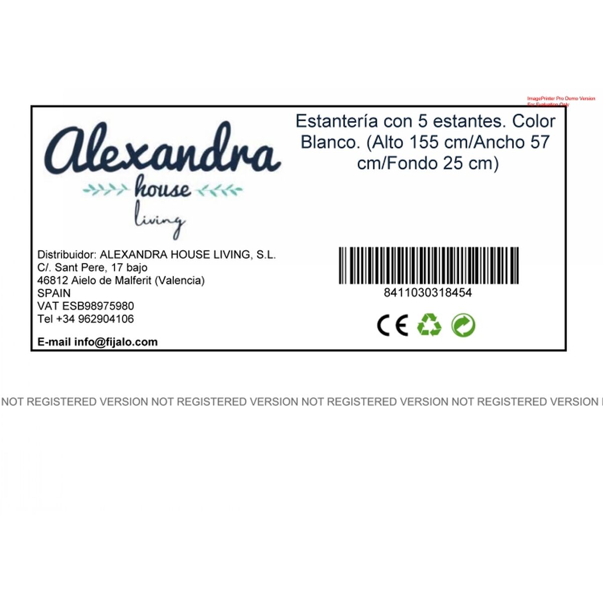 Knihovna Alexandra House Living bílá dřevo MDP 57 x 155 x 25 cm 5 polic – obrázek 4