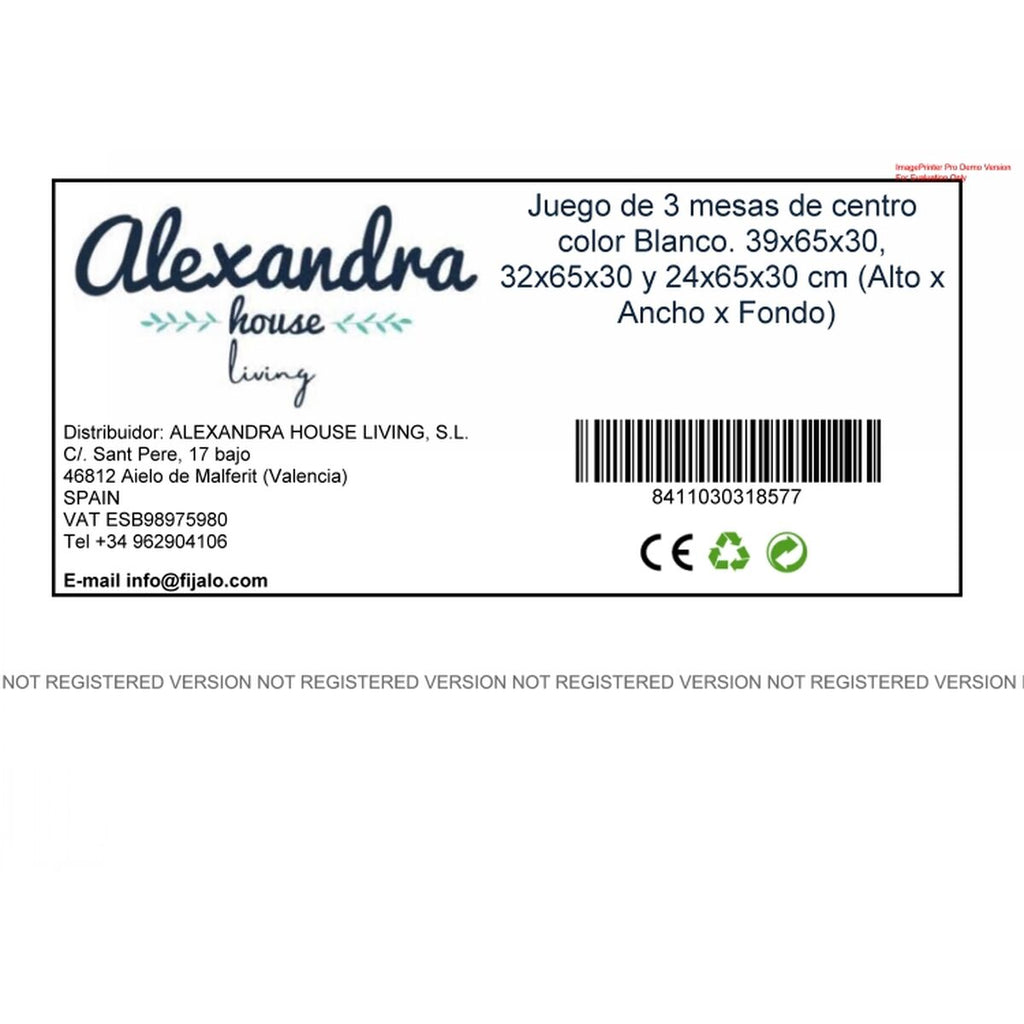 Sada 3 stolů Alexandra House Living, bílé dřevo MDP, 32 x 65 x 30 cm, 24 x 65 x 30 cm, 39 x 65 x 30 cm – obrázek 5