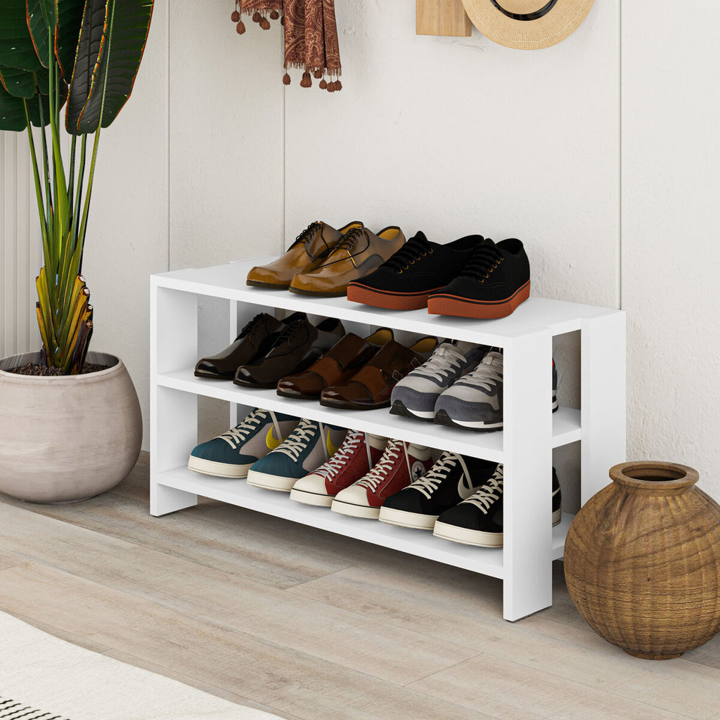 Botník Alexandra House Living bílý 84 x 44 x 29 cm 2 police – obrázek 3