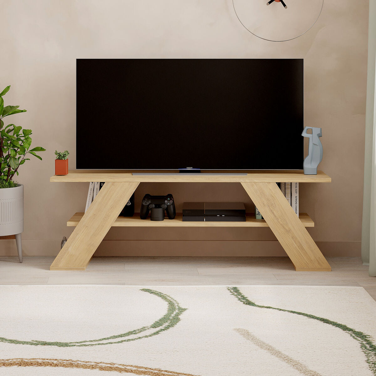 TV skříňka Alexandra House Living Diagonal hnědá 120 x 40 x 33 cm – obrázek 5