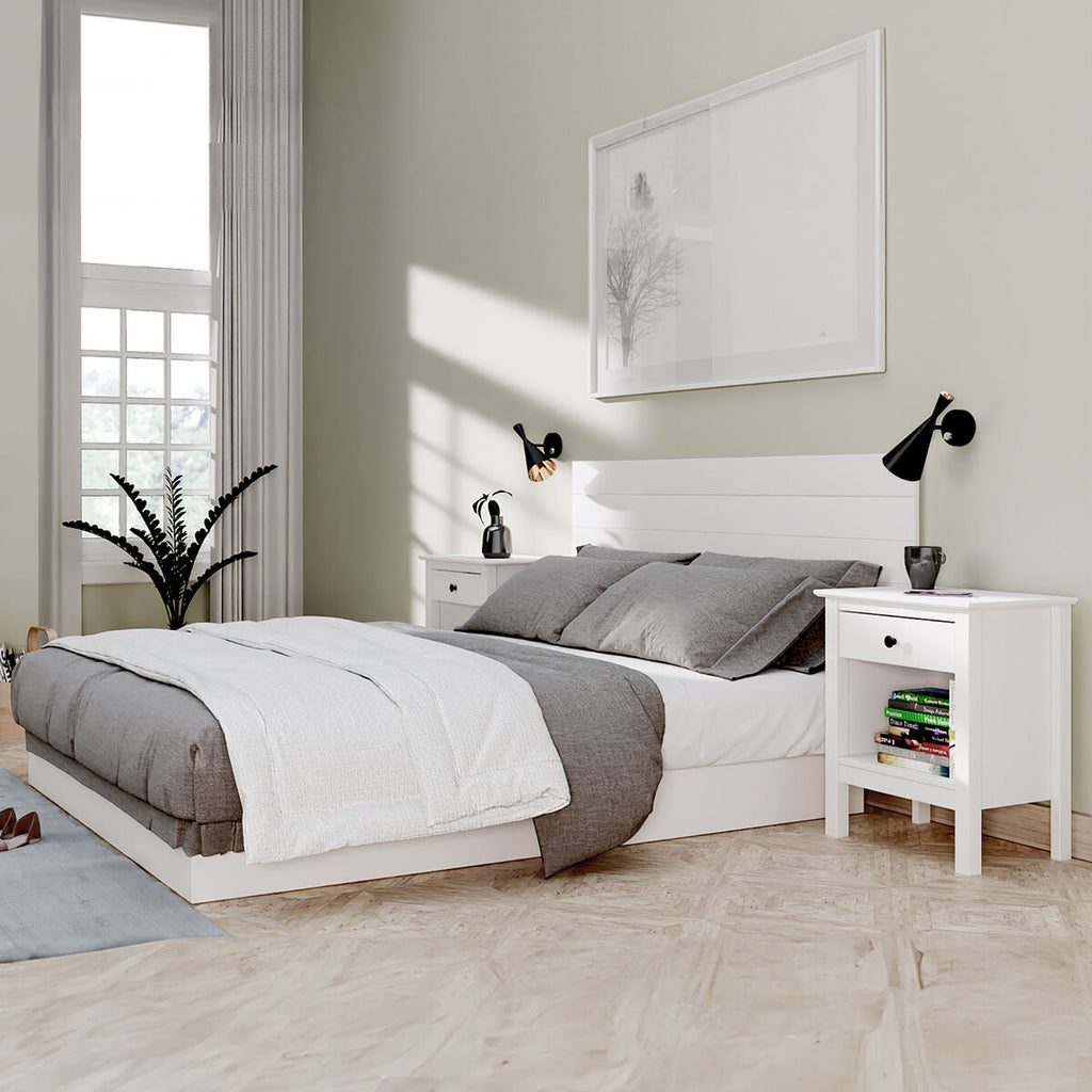 Noční stolek Alexandra House Living bílý, kov, borovicové dřevo, 47 x 60 x 35 cm, 1 zásuvka – obrázek 5