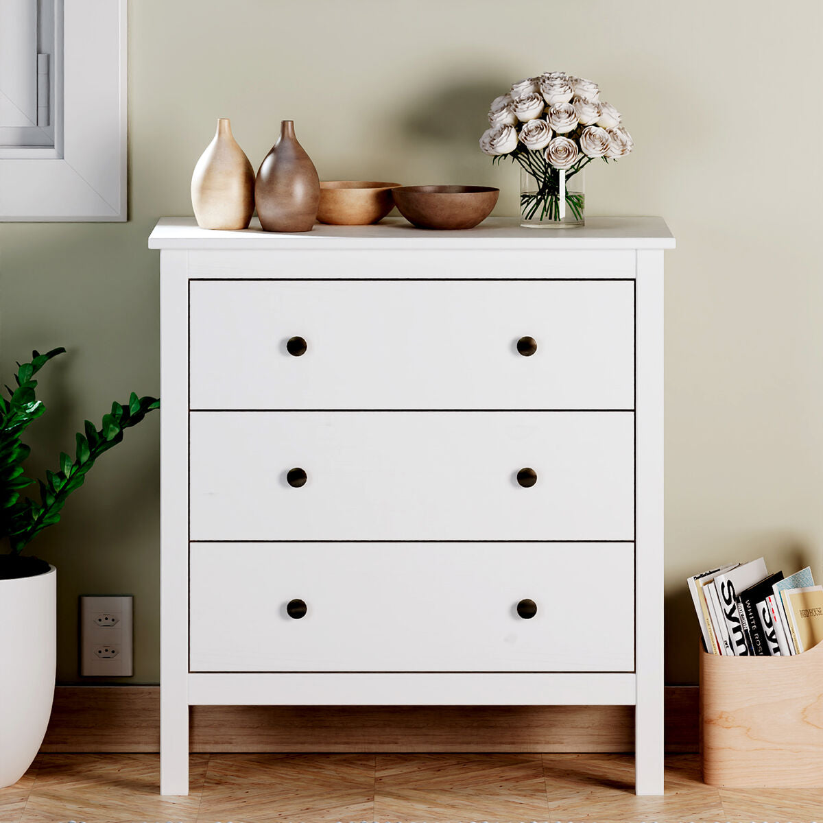 Komoda Alexandra House Living bílá 76 x 81 x 39 cm 3 zásuvky – obrázek 3