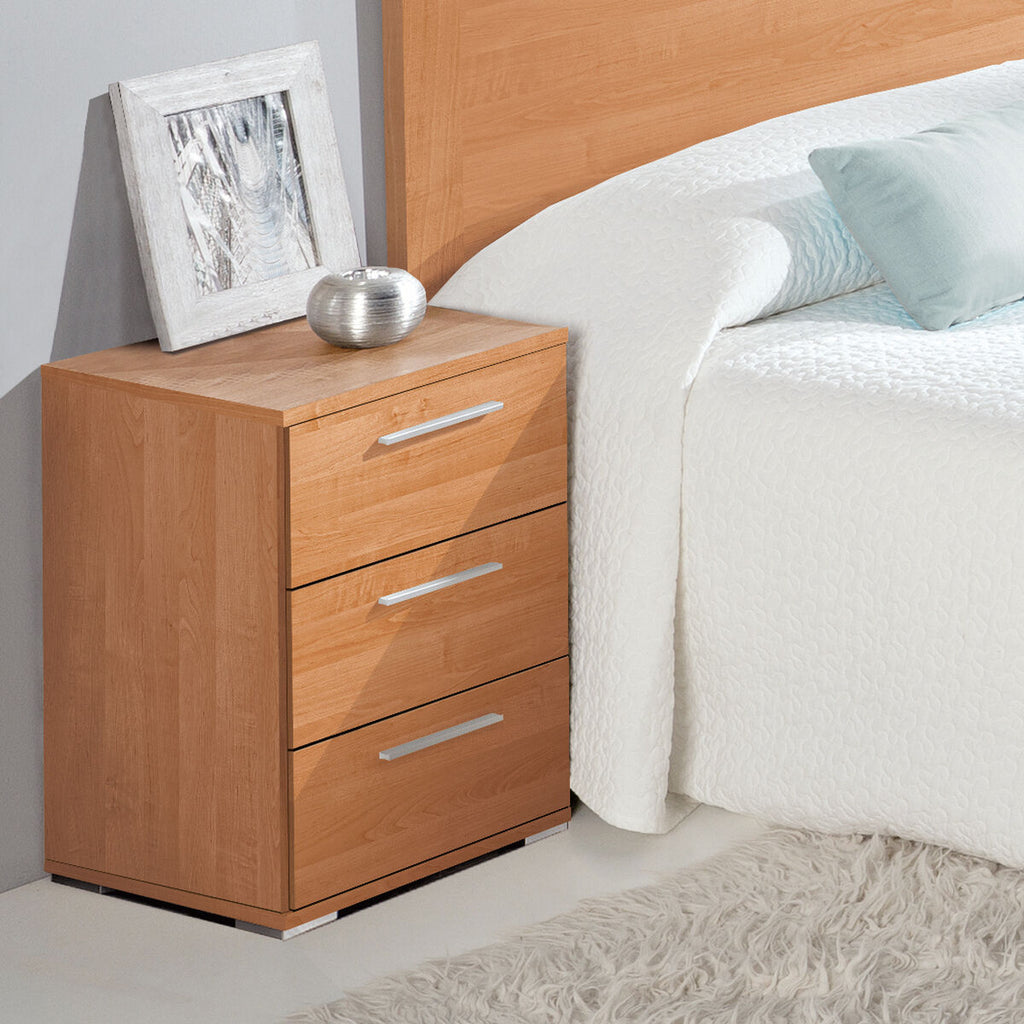 Noční stolek Alexandra House Living třešeň kov dřevo MDF 41 x 62 x 35 cm 3 zásuvky – obrázek 2
