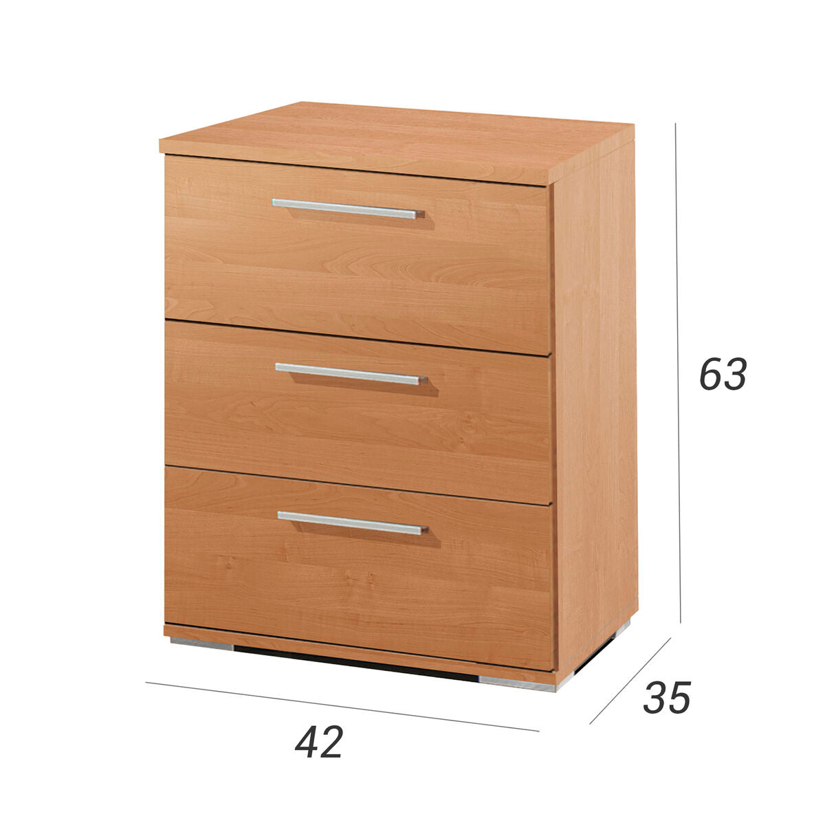 Noční stolek Alexandra House Living třešeň kov dřevo MDF 41 x 62 x 35 cm 3 zásuvky – obrázek 4