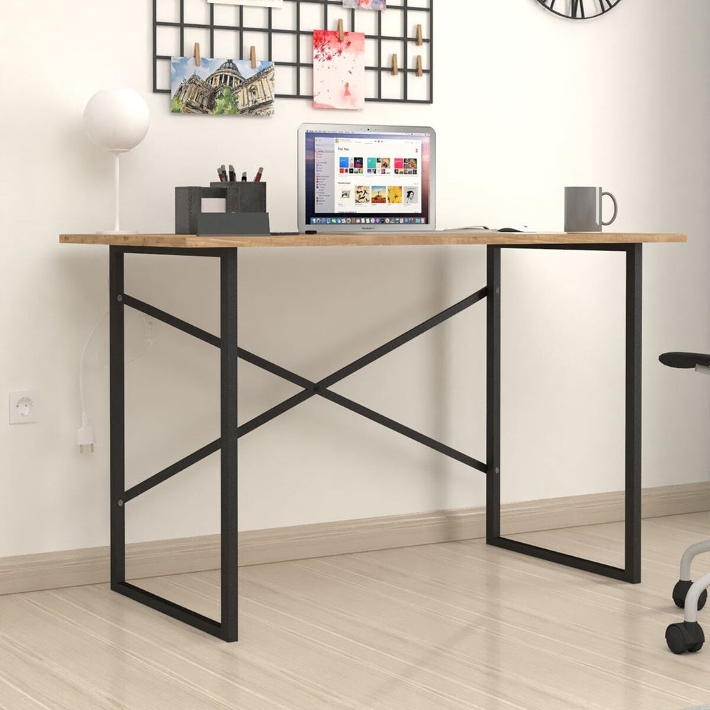 Psací stůl Alexandra House Living černý Eg kov dřevo MDP 120 x 75 x 60 cm Industriální 64,5x4,5x125 cm – obrázek 2