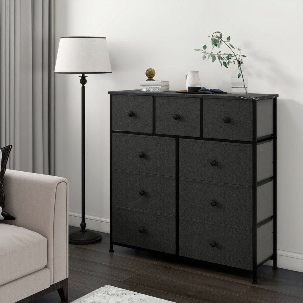 Komoda Max Home černá šedá mramor 100 x 100 x 30 cm – obrázek 2