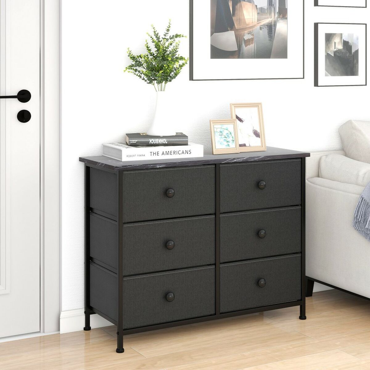 Komoda Max Home šedý mramor 80 x 62 x 30 cm – obrázek 2