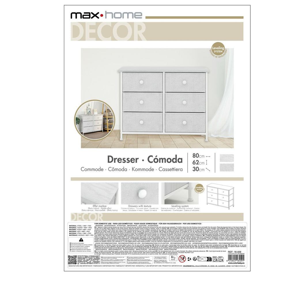 Komoda Max Home bílá 80 x 62 x 30 cm – obrázek 7