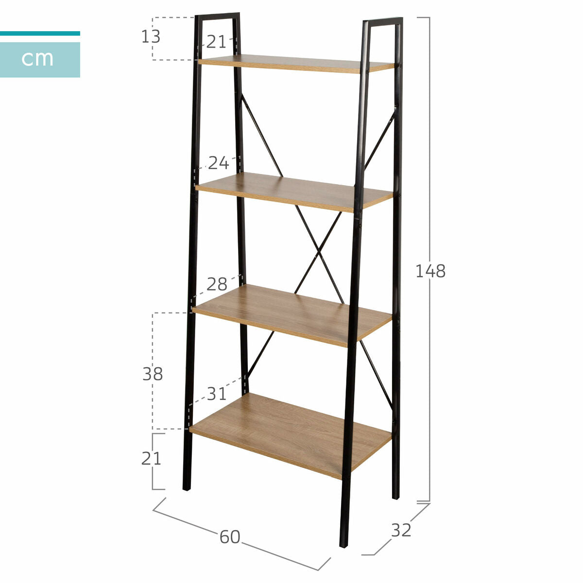 Regál Max Home ocel melamin dřevotříska 60 x 148 x 32 cm – obrázek 4