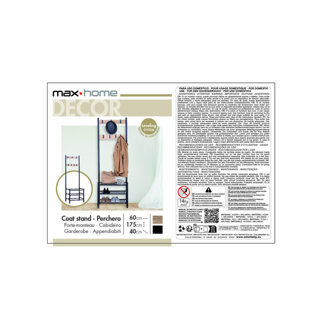 Šatní skříň s policemi Max Home Ocel melamin Dřevotříska Minimalistický styl 60 x 175 x 40 cm 46.5x12.5x71 cm – obrázek 7