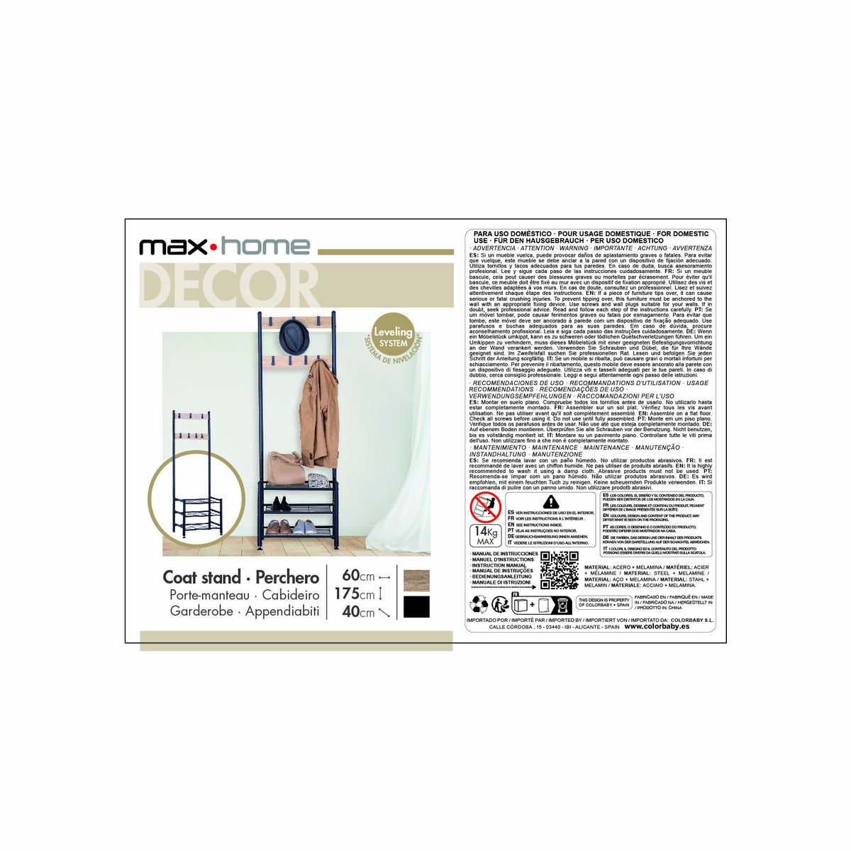 Šatní skříň s policemi Max Home Ocel melamin Dřevotříska Minimalistický styl 60 x 175 x 40 cm 46.5x12.5x71 cm – obrázek 7