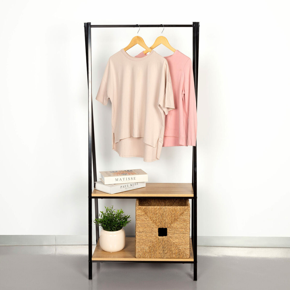 Šatní skříň s policí Max Home ocel melamin dřevotříska minimalistická 64 x 150 x 40 cm – obrázek 2