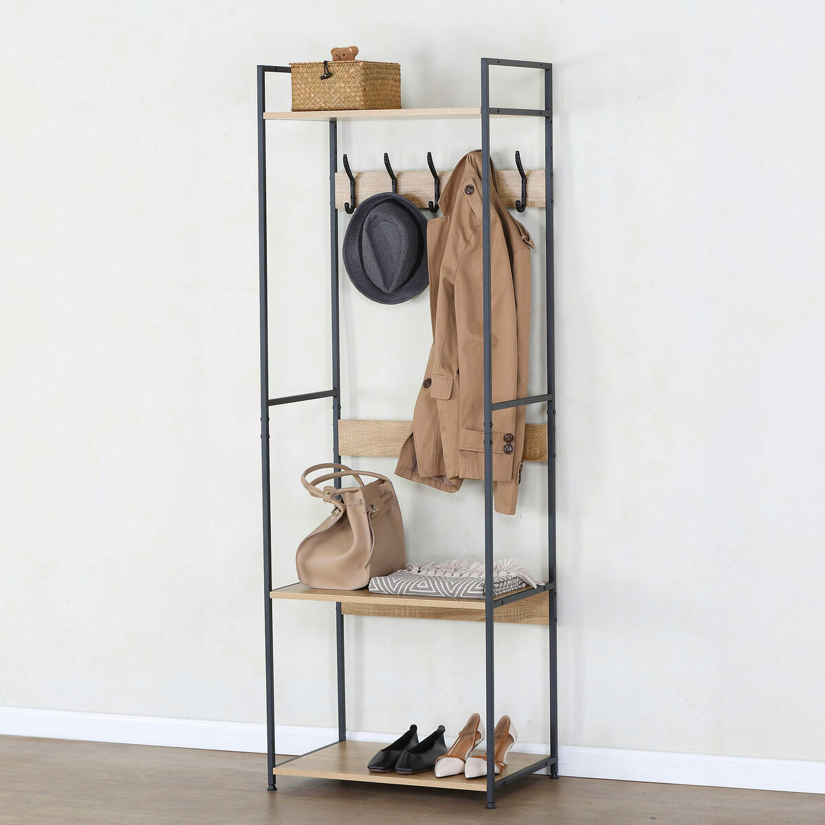Šatní skříň s policí Max Home Ocel Melamin Dřevotříska Minimalistická 60 x 175 x 40 cm 44x13x95 cm – obrázek 2