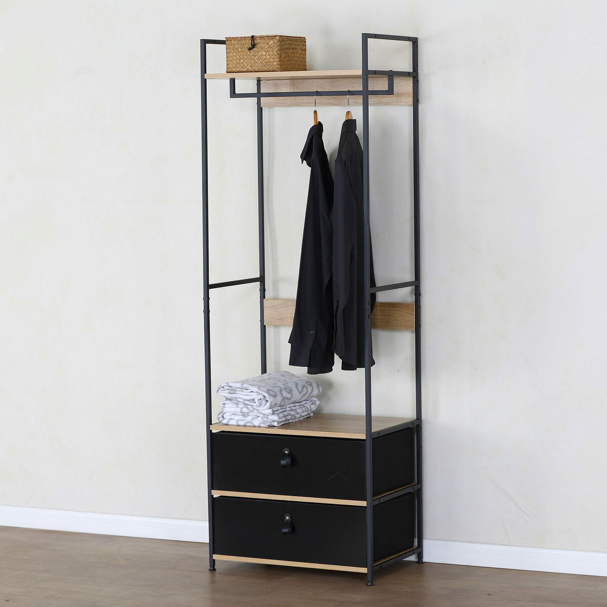 Šatní skříň Max Home látka ocel melamin dřevotříska 60 x 175 x 40 cm – obrázek 2