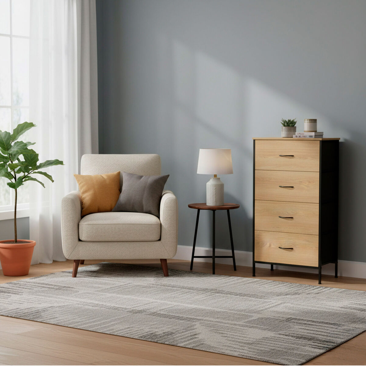 Zásuvková skříň Max Home černá moderní 55 x 100 x 30 cm – obrázek 2