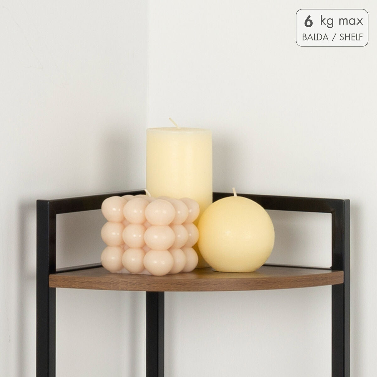 Regál Max Home černý železo dřevo MDF 24 x 80 x 24 cm – obrázek 3