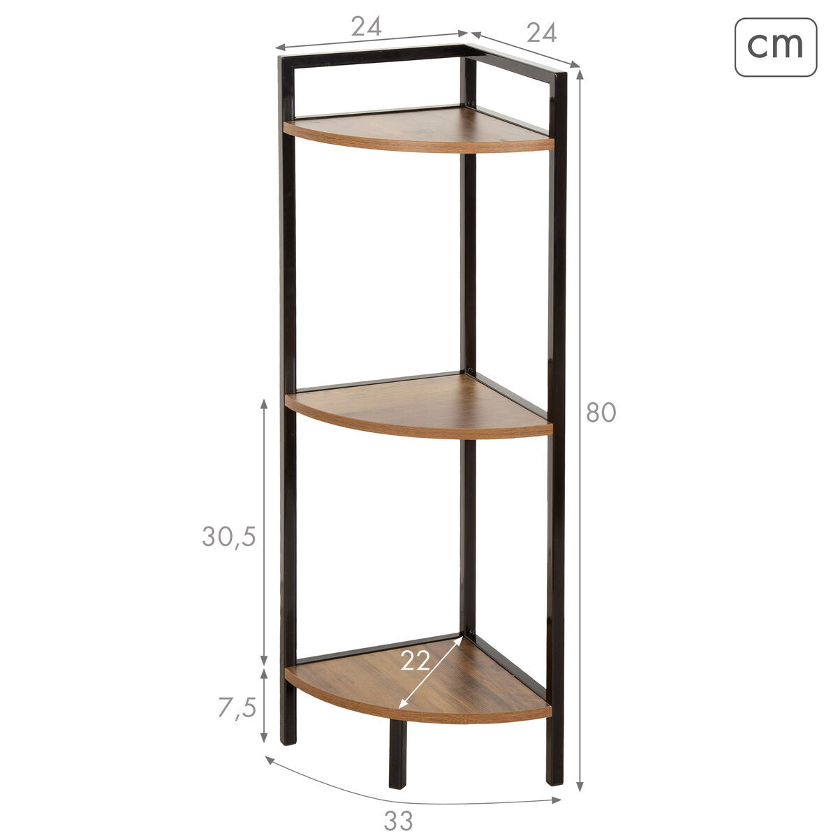 Regál Max Home černý železo dřevo MDF 24 x 80 x 24 cm – obrázek 4