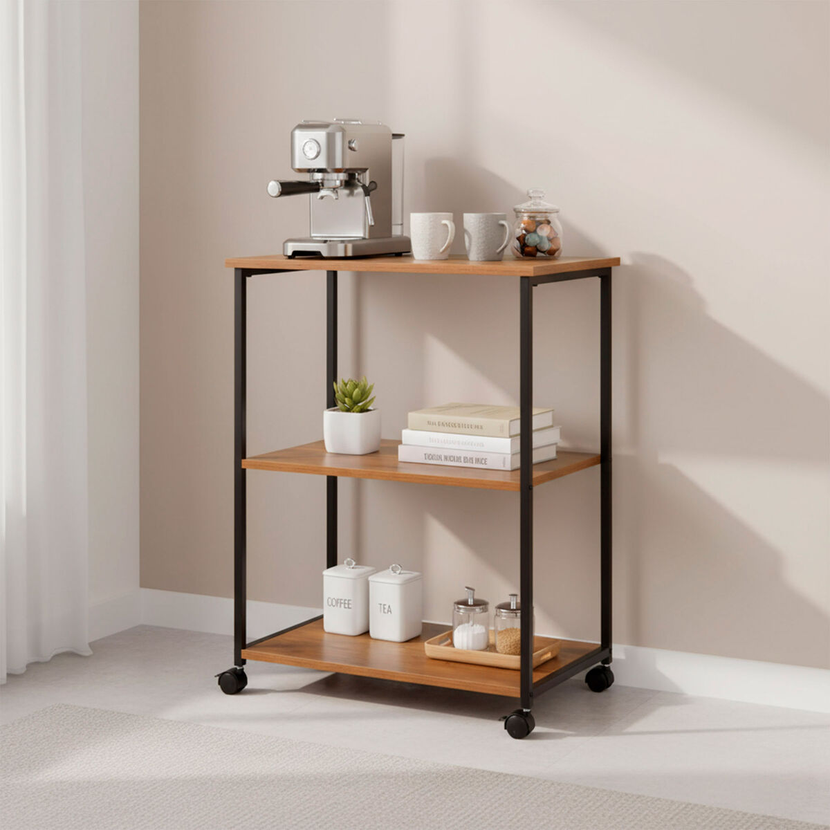 Regál Max Home železo dřevo MDF 3 police 48 × 62 × 30 cm – obrázek 2