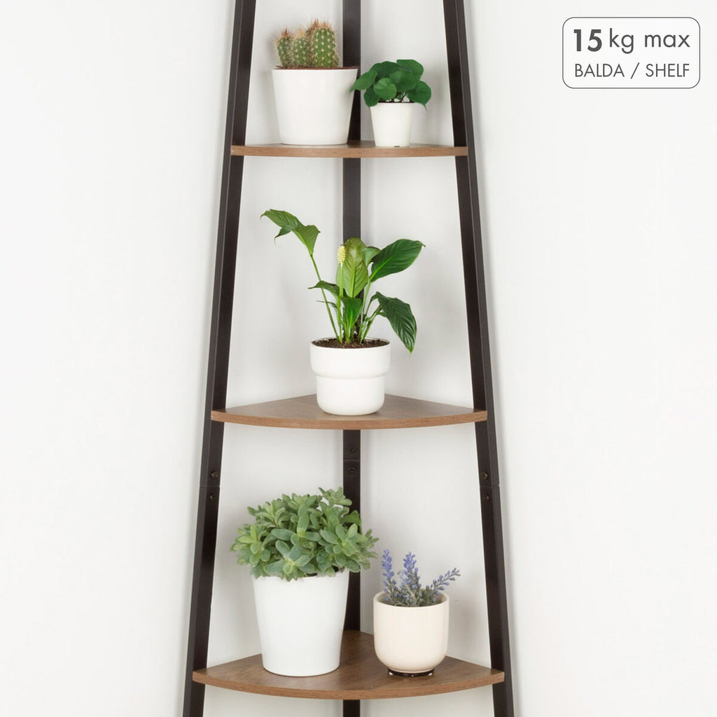 Regál Max Home černý, železo, dřevo, MDF, 5 polic, 35 x 160 x 35 cm – obrázek 3