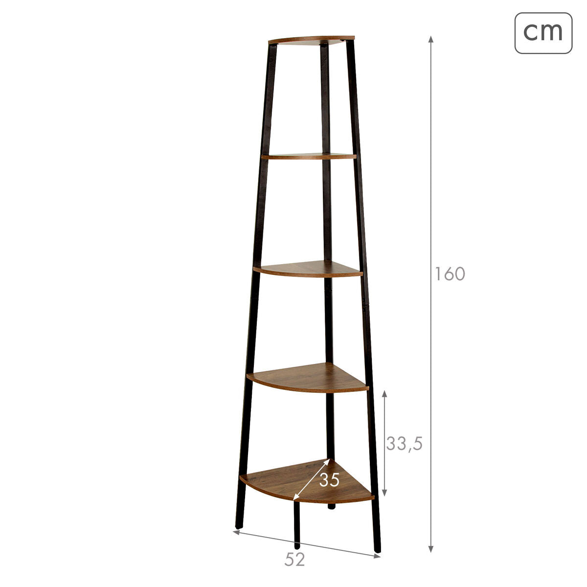 Regál Max Home černý, železo, dřevo, MDF, 5 polic, 35 x 160 x 35 cm – obrázek 4