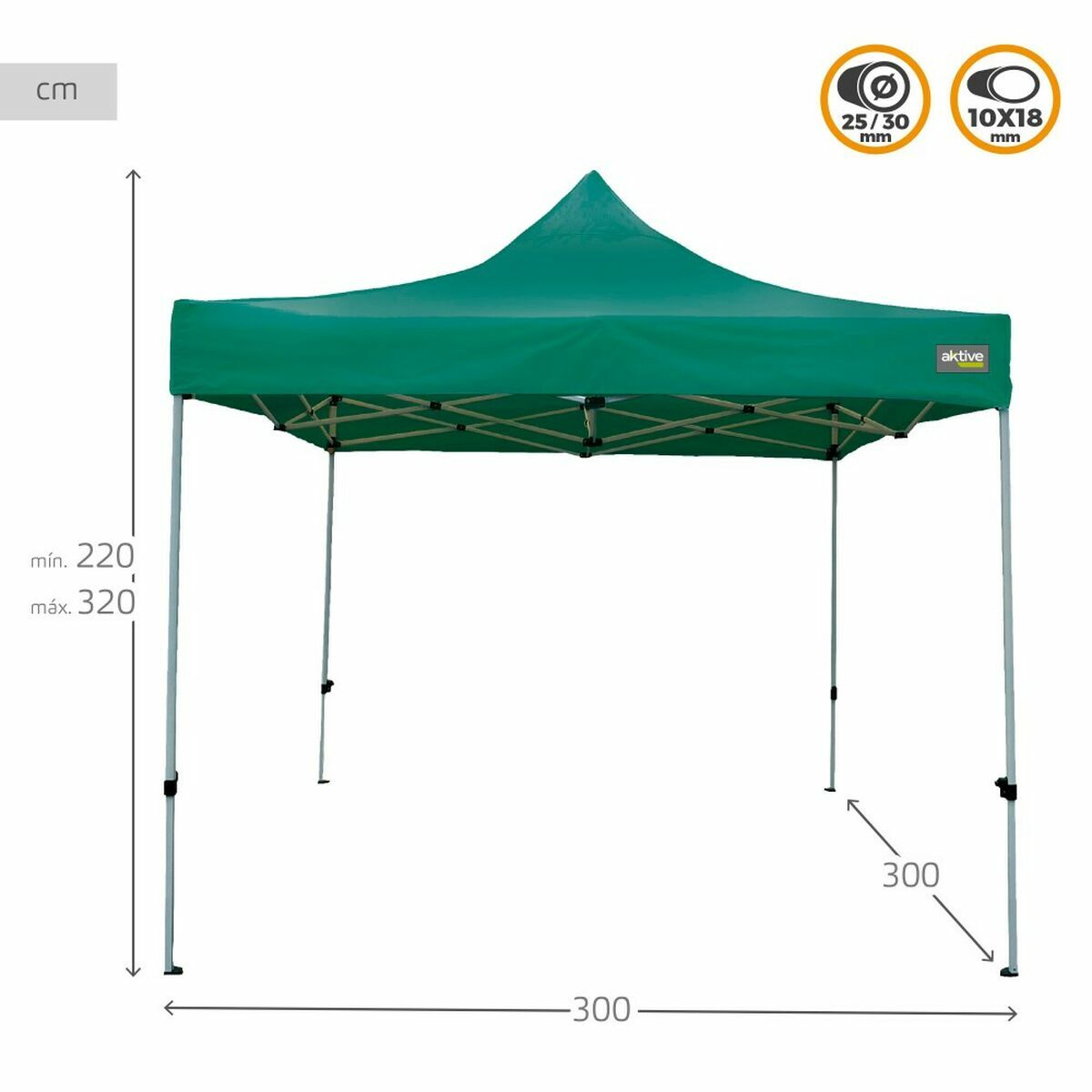 Zahradní altán Aktiv 300 x 300 x 220 cm zelený Flexibilní Nastavitelná výška – obrázek 4