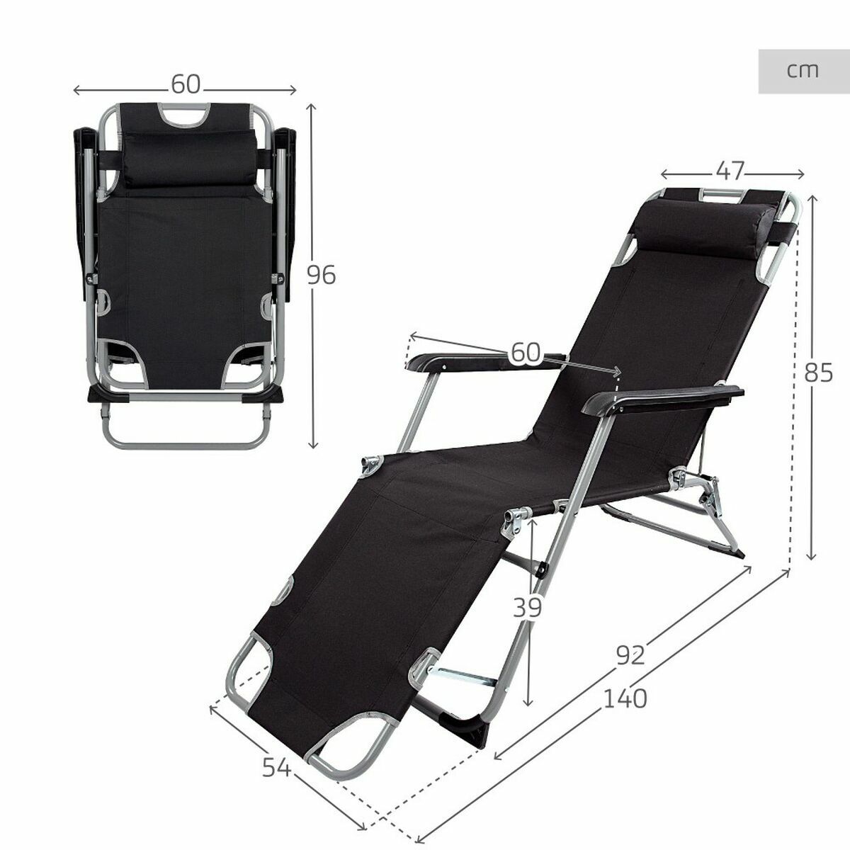Lehátko aktivní polyester 600D ocel černá 177 x 47 x 34 cm – obrázek 7