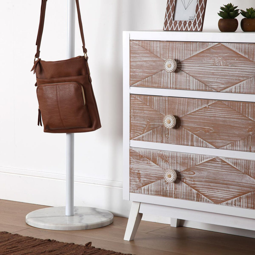 Věšák Versa bílý dřevo kov 34,5 x 180 x 34,5 cm – obrázek 2