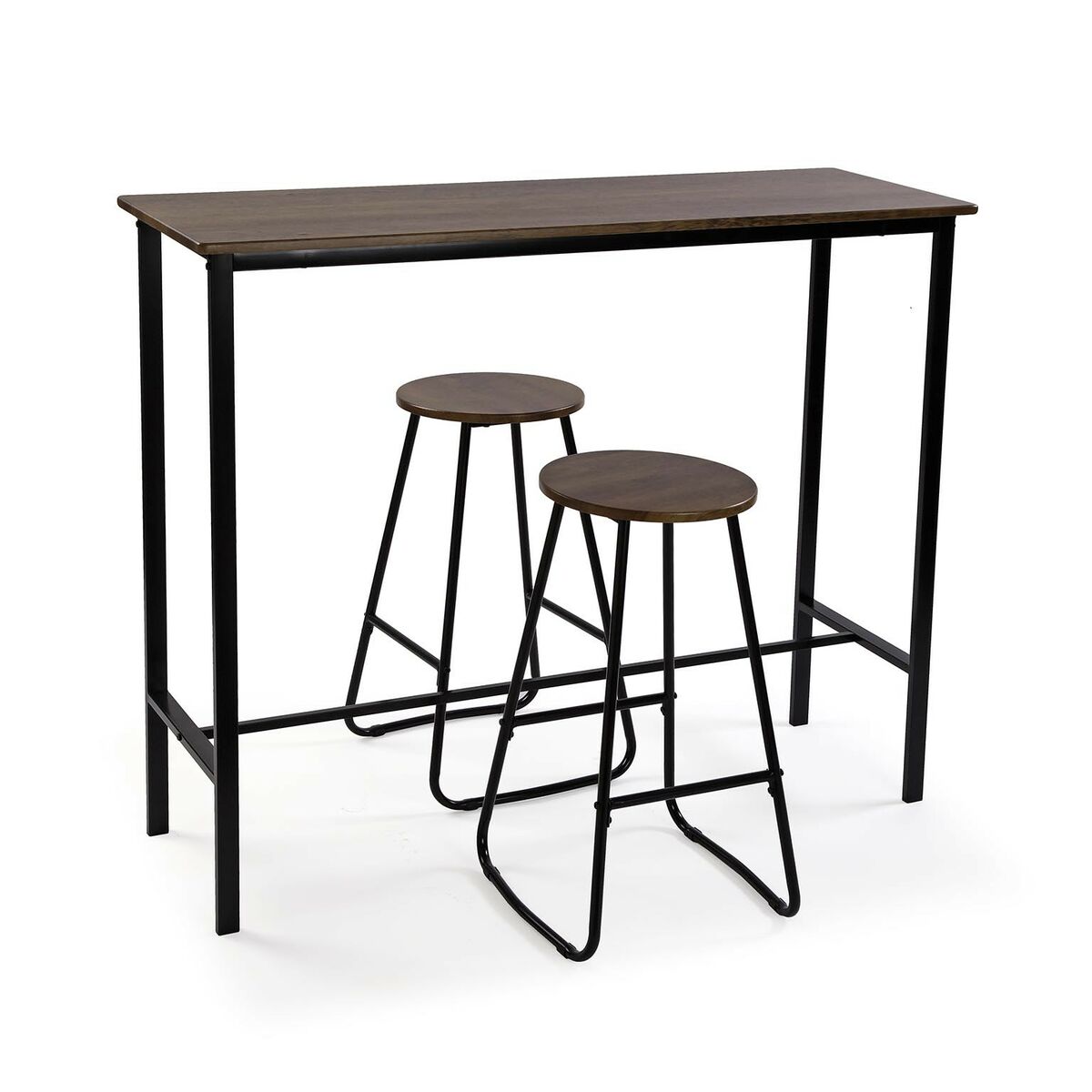Jídelní set se 2 židlemi Versa Černý PVC Kov Dřevo MDF 40 x 120 x 100 cm