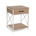 Noční stolek Versa bílý PVC dřevo kov 40 x 60 x 48 cm