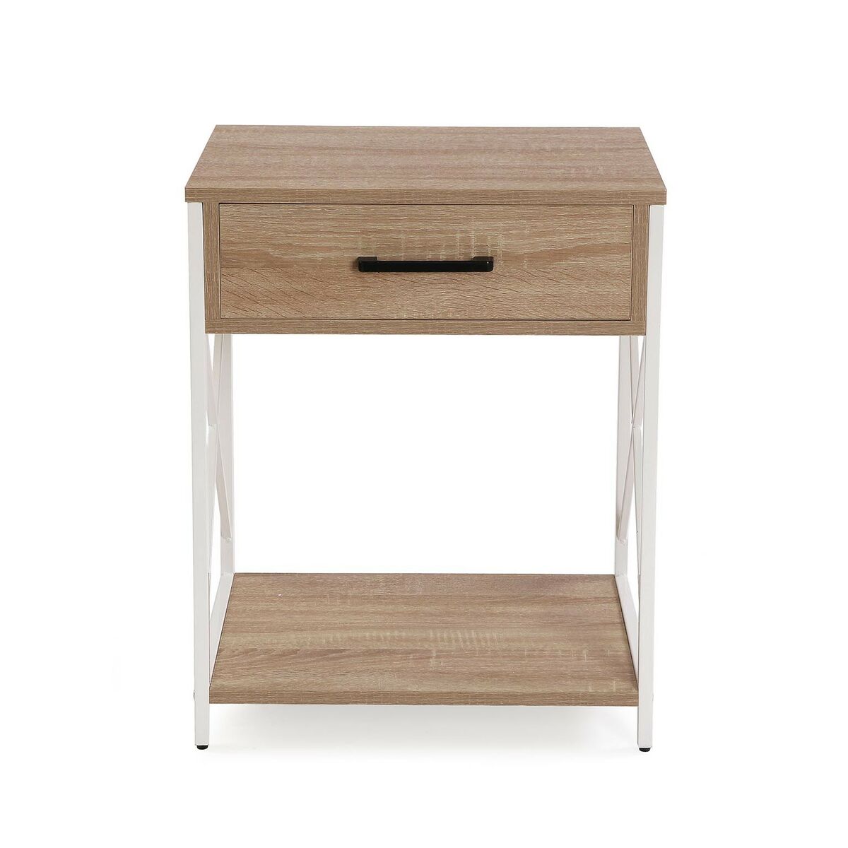Noční stolek Versa bílý PVC dřevo kov 40 x 60 x 48 cm – obrázek 3