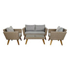 Stůl se 3 křesly DKD Home Decor MB-166666 Béžovo-šedá 137 x 66 x 70,5 cm 137 x 66 x 73 cm (4 kusy)