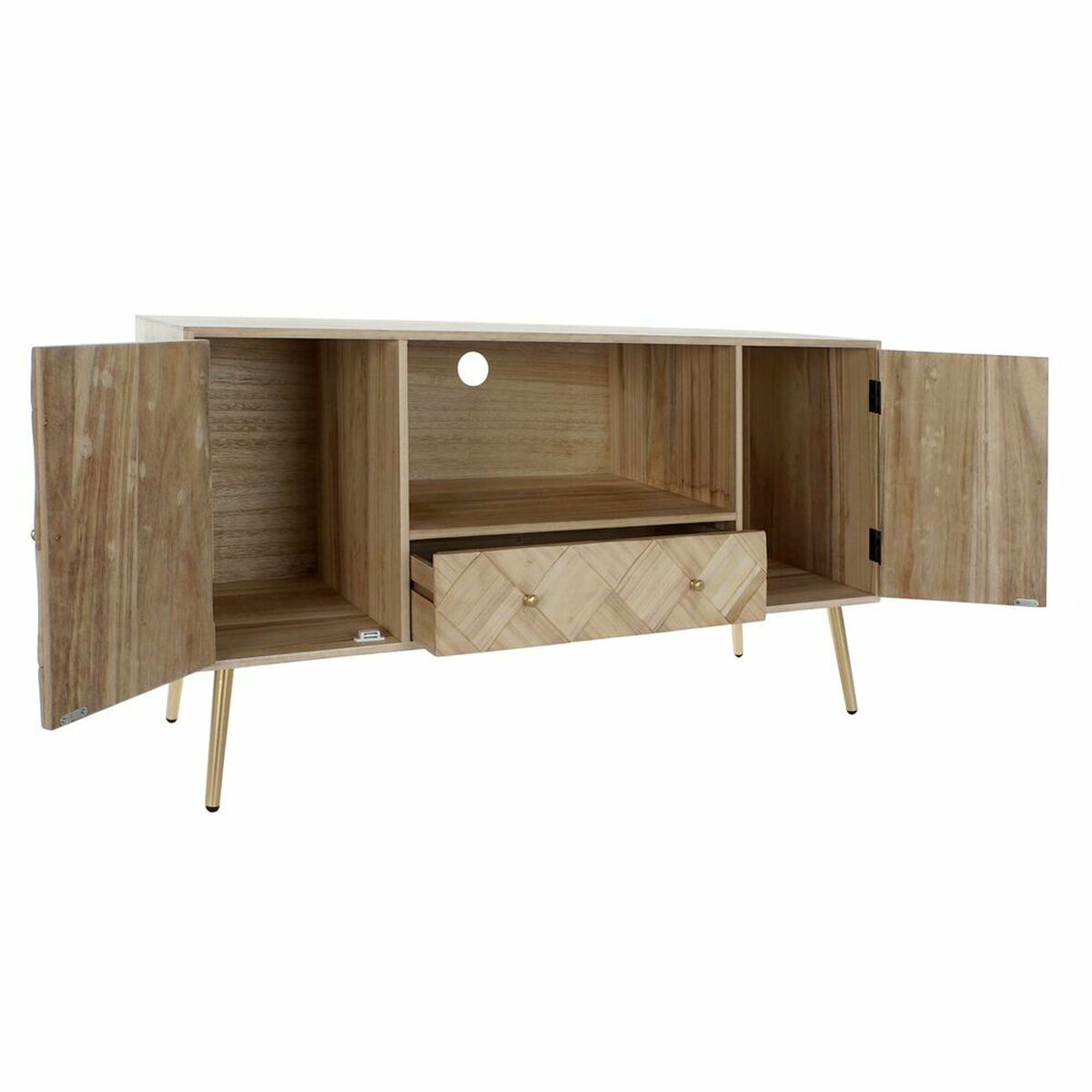 Televizní stolek DKD Home Decor 118 x 40 x 65 cm kov světle hnědá paulovnie borovice – obrázek 3