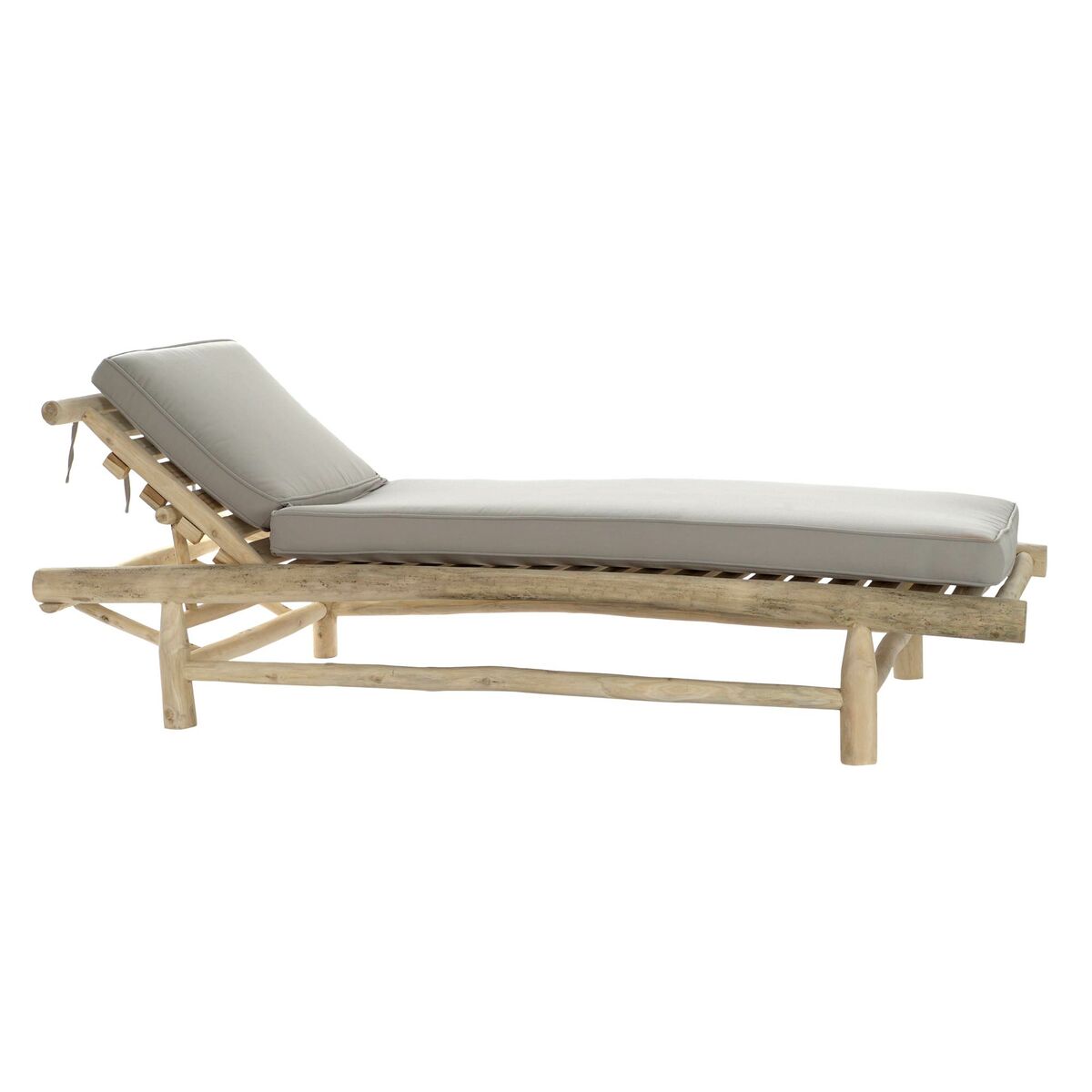 Lehátko DKD Home Decor přírodní týkové dřevo polyester světle šedá (209 x 86 x 35 cm)
