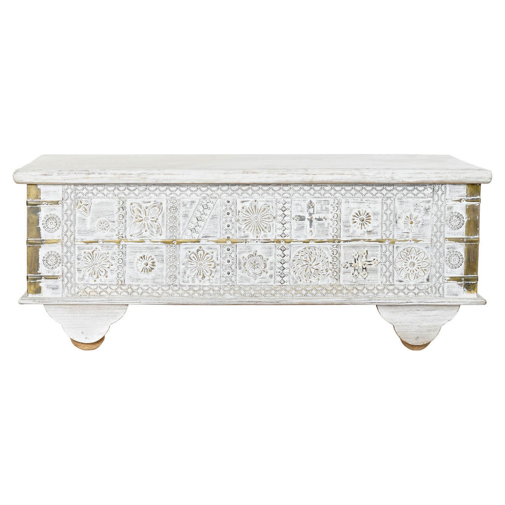 Příruční stolek DKD Home Decor MB-182010 bílý, zlatý, kov, mangové dřevo 115 x 60 x 45 cm